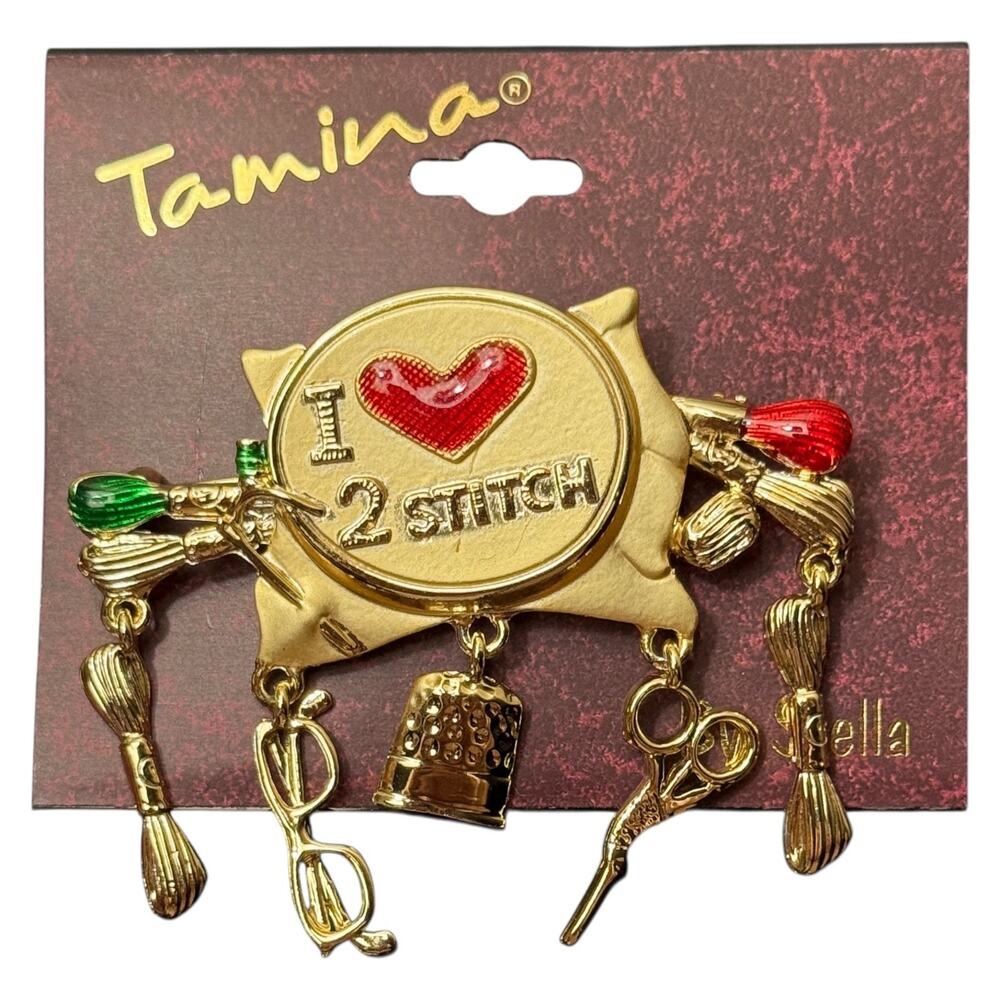 Stella Wholesale Bulk Lot 12 Gold Tone I Love 2 Stitch and Accessories Brooches
